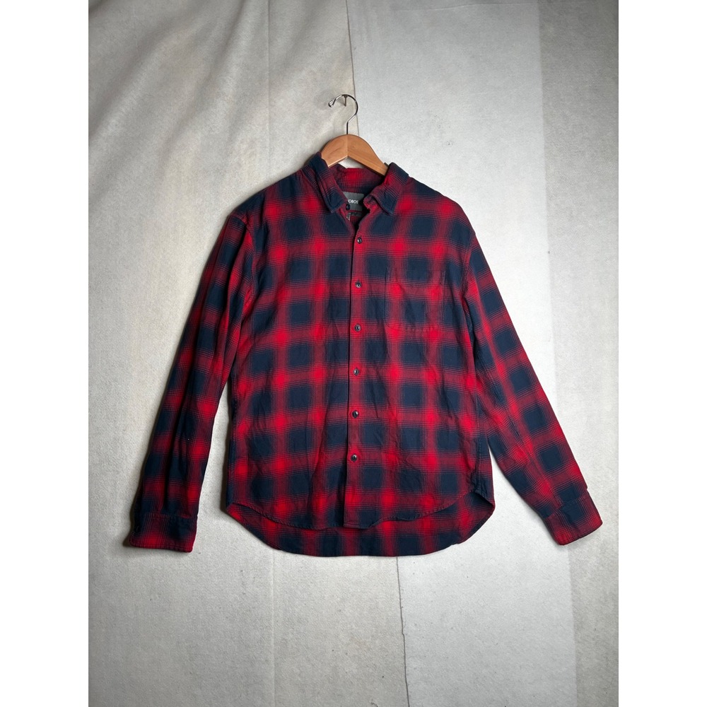 Bonobos Slim Fit Flannel Shirt Mens Large Red Navy Buffalo Plaid‎ Button Down L